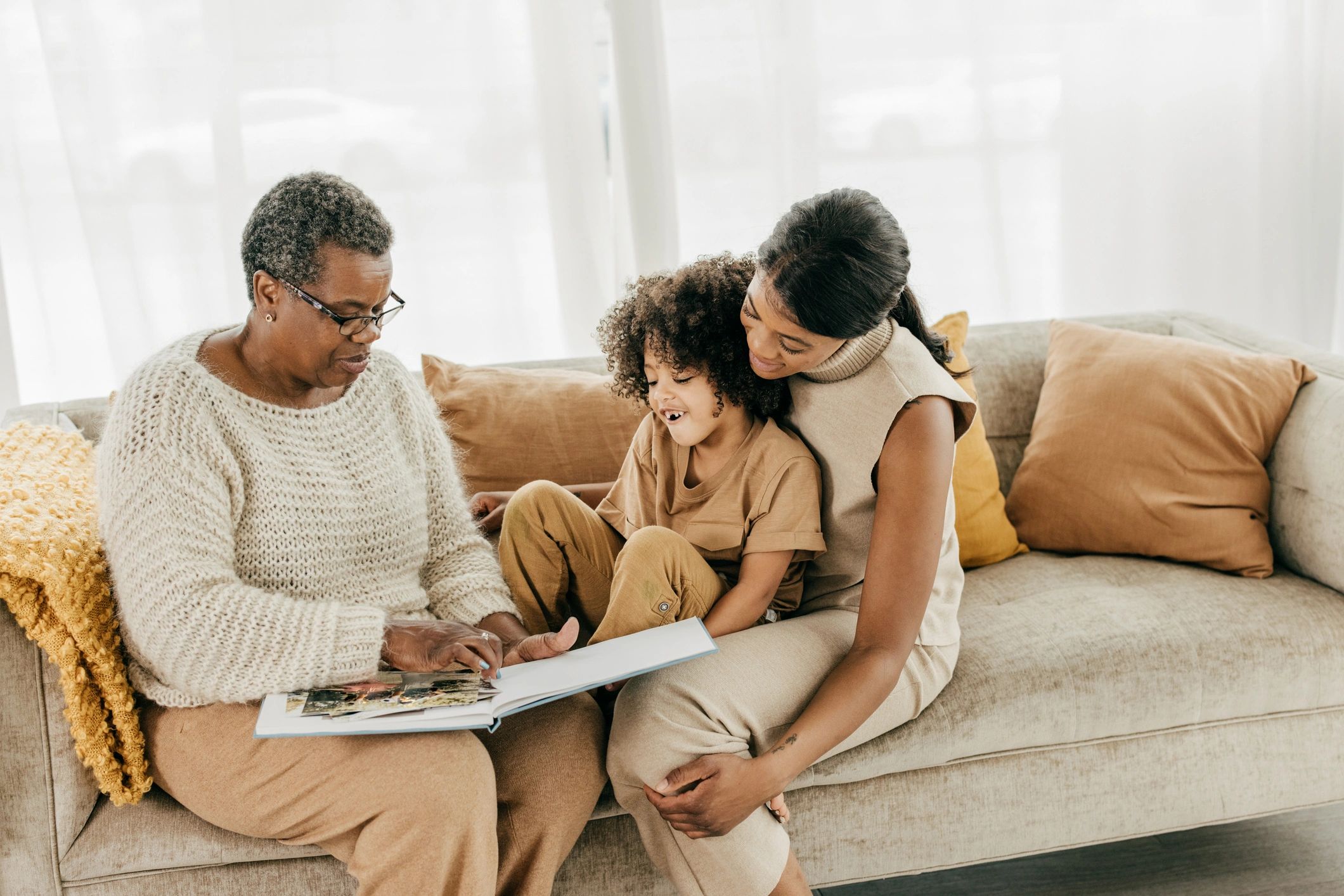 Grandmother spending time with family outdoors