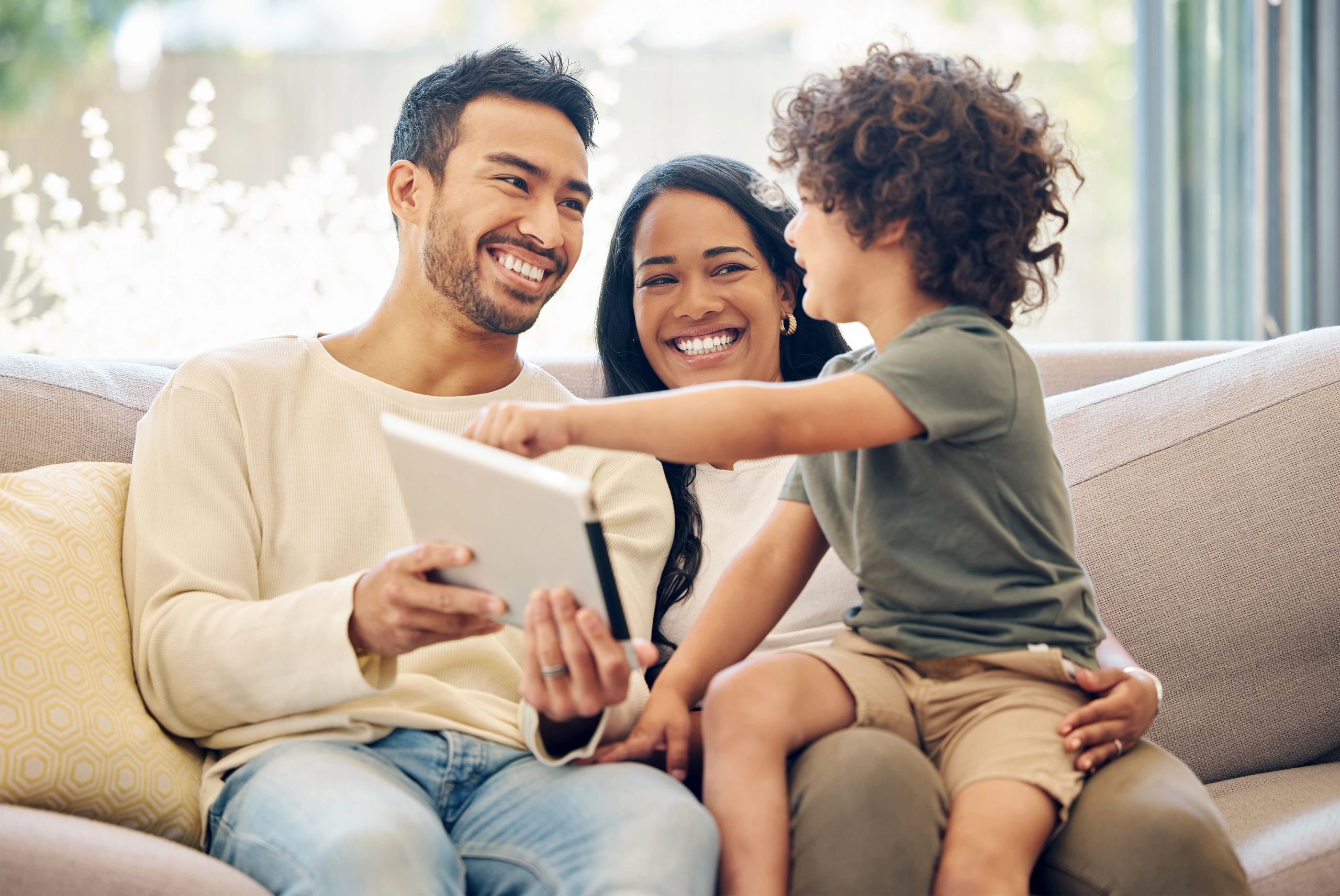 Parents reviewing plans together at home